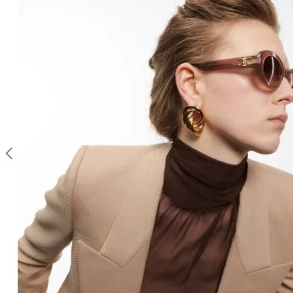 CELINE Triomphe 01 Sunglasses In Acetate BROWN CRYSTAL - Picture 1 of 7